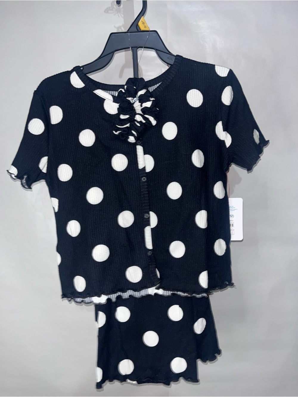 Girls Black & White Polka Dot Short Sleeve Top and Skirt Set